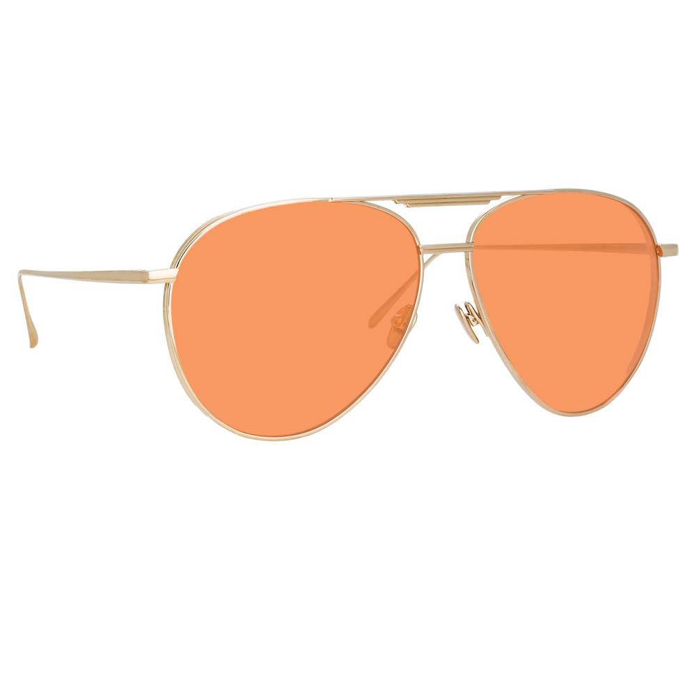 Carter Aviator Sunglasses In Yellow Gold Light Gold Frame By Linda Farrow Linda Farrow Eu