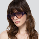 The Attico Ivan Angular Sunglasses in Purple Pearl