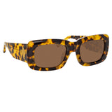 The Attico Marfa Rectangular Sunglasses in Tortoiseshell and Brown