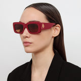 The Attico Marfa Rectangular Sunglasses in Bordeaux