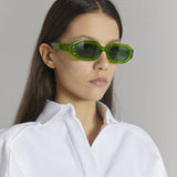 The Attico Irene Angular Sunglasses in Green