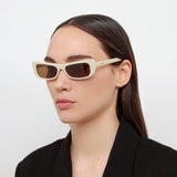 Capri Rectangular Sunglasses in Beige by Jacquemus