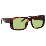 Morrison Rectangular Sunglasses in Tortoiseshell and Green