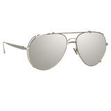 Newman Aviator Sunglasses in White Gold