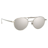 Lou Oval Sunglasses in White Gold