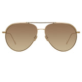 Roberts Aviator Sunglasses in Light Gold and Mocha