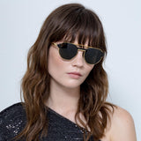Nico Squared Sunglasses in Yellow Gold and Grey