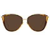 Liza Cat Eye Sunglasses in Tortoiseshell and Yellow Gold