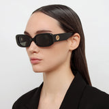 The Lola | Rectangular Sunglasses in Black (C1)