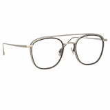 Clark Aviator Optical Frame in White Gold and Black