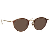 Luis Oval Sunglasses in Light Gold and Brown