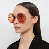 Margot Hexagon Sunglasses in Terracotta