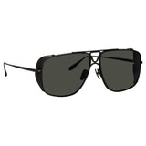 Enzo Aviator Sunglasses in Matt Nickel and Grey