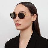 Finn Oval Sunglasses in Yellow Gold