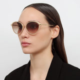 Song Cat Eye Sunglasses in Light Gold and Peach