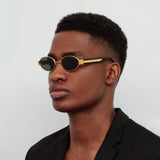 Men's Sadie Oval Sunglasses in Yellow Gold