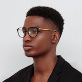 Men's Park Optical D-Frame in Black and Yellow Gold