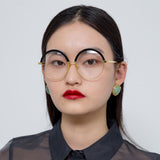 Annie Round Optical Frame in Black and Yellow Gold