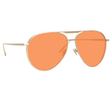 Carter Aviator Sunglasses in Light Gold