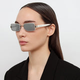 Magda Butrym Rectangular Sunglasses in White and Silver