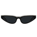 Magda Butrym Slim Cat Eye Sunglasses in Black and Crystals