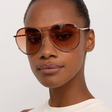 Matthew Williamson Holly Aviator Sunglasses in Rose Gold Tone