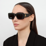 The Attico Marfa Rectangular Sunglasses in Black