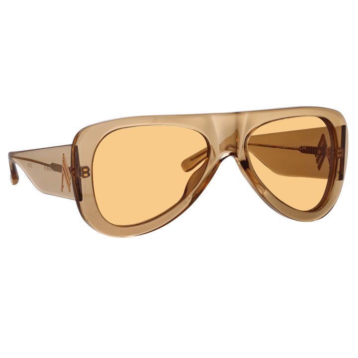 The Attico Edie Aviator Sunglasses in Sand by LINDA FARROW Linda