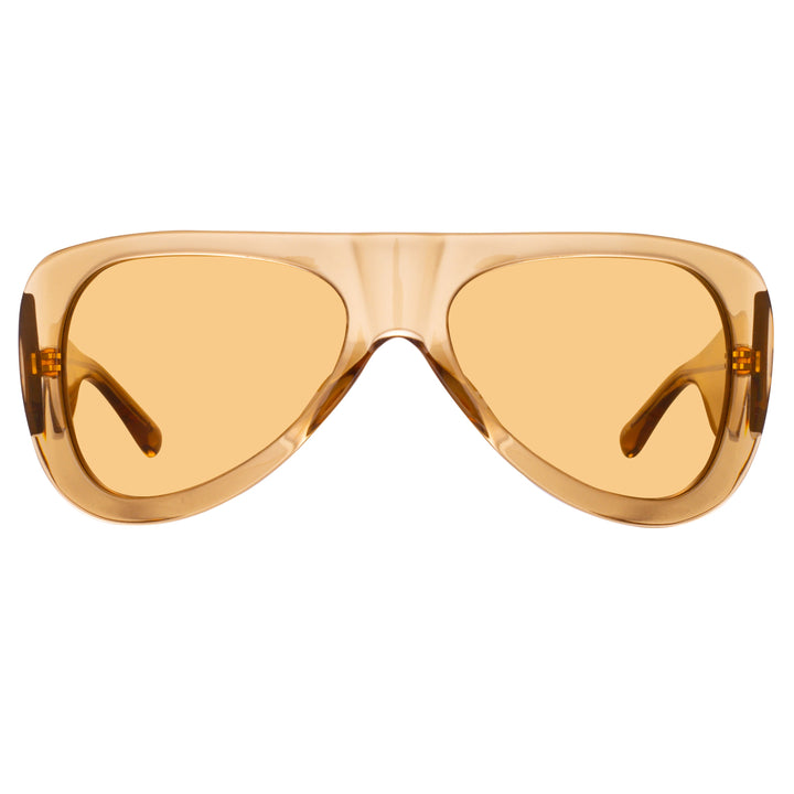 The Attico Edie Aviator Sunglasses in Sand by LINDA FARROW Linda