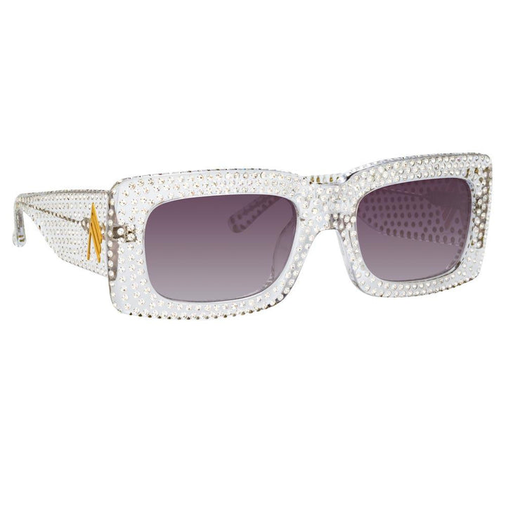 Stella Rectangular Sunglasses in Clear frame by The Attico x LINDA