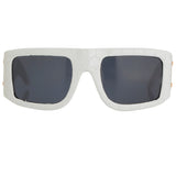 Jeremy Scott Plaque Sunglasses in White and Grey