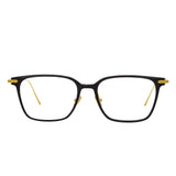 Gehry Rectangular Optical Frame in Yellow Gold and Black