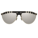Huston Aviator Sunglasses in White Gold and Silver