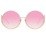 Olivia Round Sunglasses in Yellow Gold