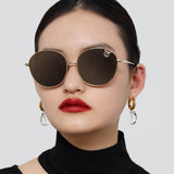 Hannah Cat Eye Sunglasses in Light Gold and Brown
