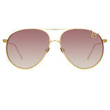 Joni Aviator Sunglasses in Light Gold and Burgundy