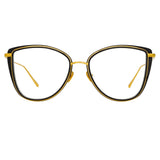 Liza Cat Eye Optical Frame in Black and Yellow Gold