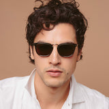 Carson D-Frame Sunglasses in Light Gold and Brown