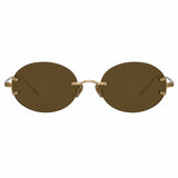 Knight Oval Sunglasses in Light Gold and Brown
