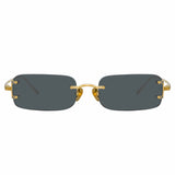 Taylor Rectangular Sunglasses in Yellow Gold and Grey