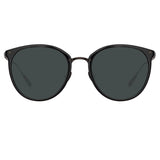 Calthorpe Oval Sunglasses in Black and Matt Nickel