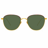 The Raif | Square Sunglasses in Green / Yellow Gold Frame (C19)
