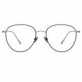 Raif Square Optical Frame in White Gold and Brown