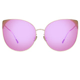 Flyer Cat Eye Sunglasses in Light Gold and Pink