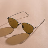 Raif Square Sunglasses in White Gold and Khaki