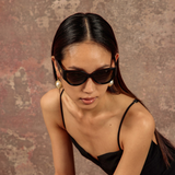 Connie Cat Eye Sunglasses in Black