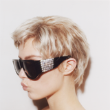 'IT Girl' with Crystals, Oversized Sunglasses in Black | NUE STUDIO x LINDA FARROW